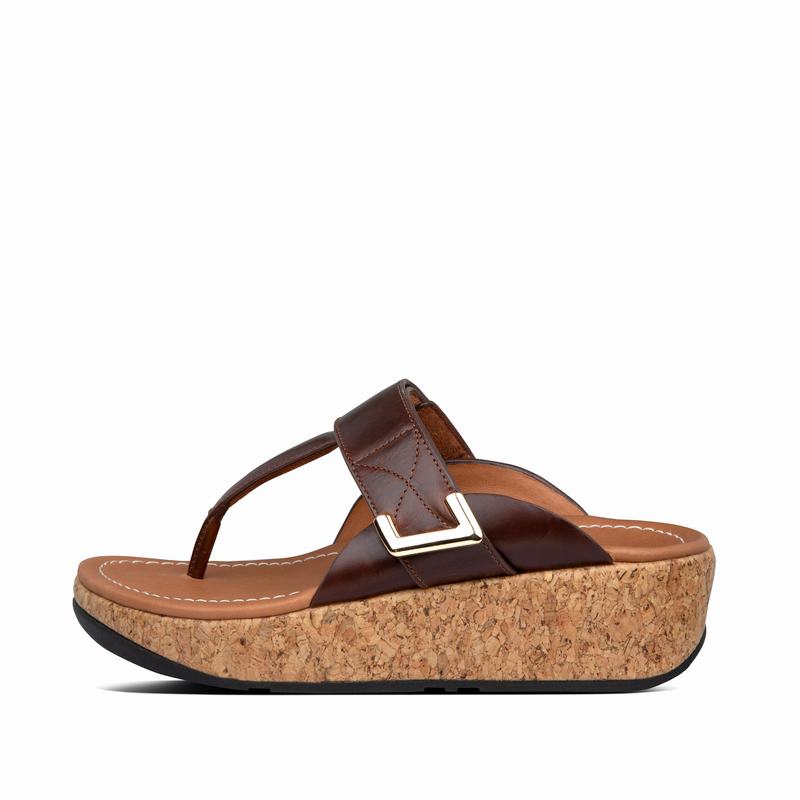 FitFlop Remi Leder Schokolade/Braun - FitFlop Zehentrenner Damen Sale [SECT-89507]